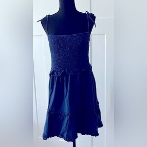 Sundress by Liza Byrd. Size Small. Navy with smocked bodice. EUC